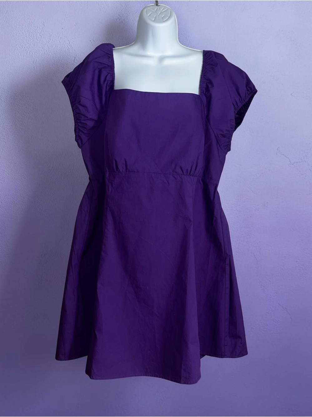 Purple Square-Neck Mini Dress